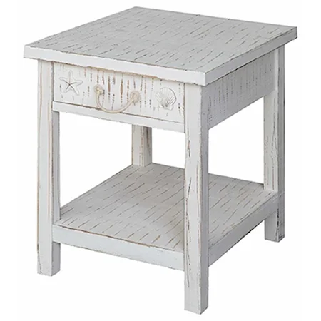 Seaside White Coastal End Table